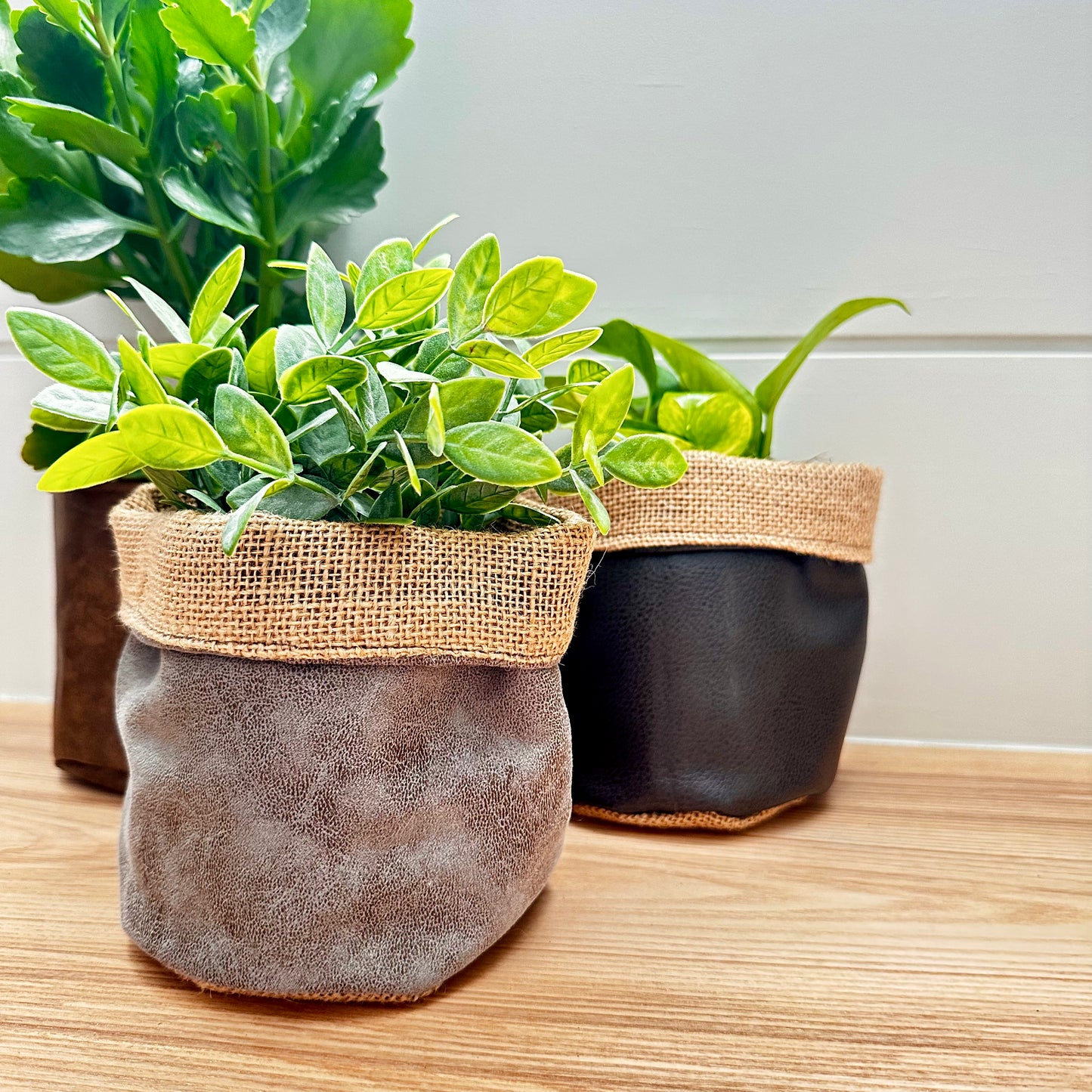 4" The Smokey Smooth Suede Cuffed Plant Pot Cover