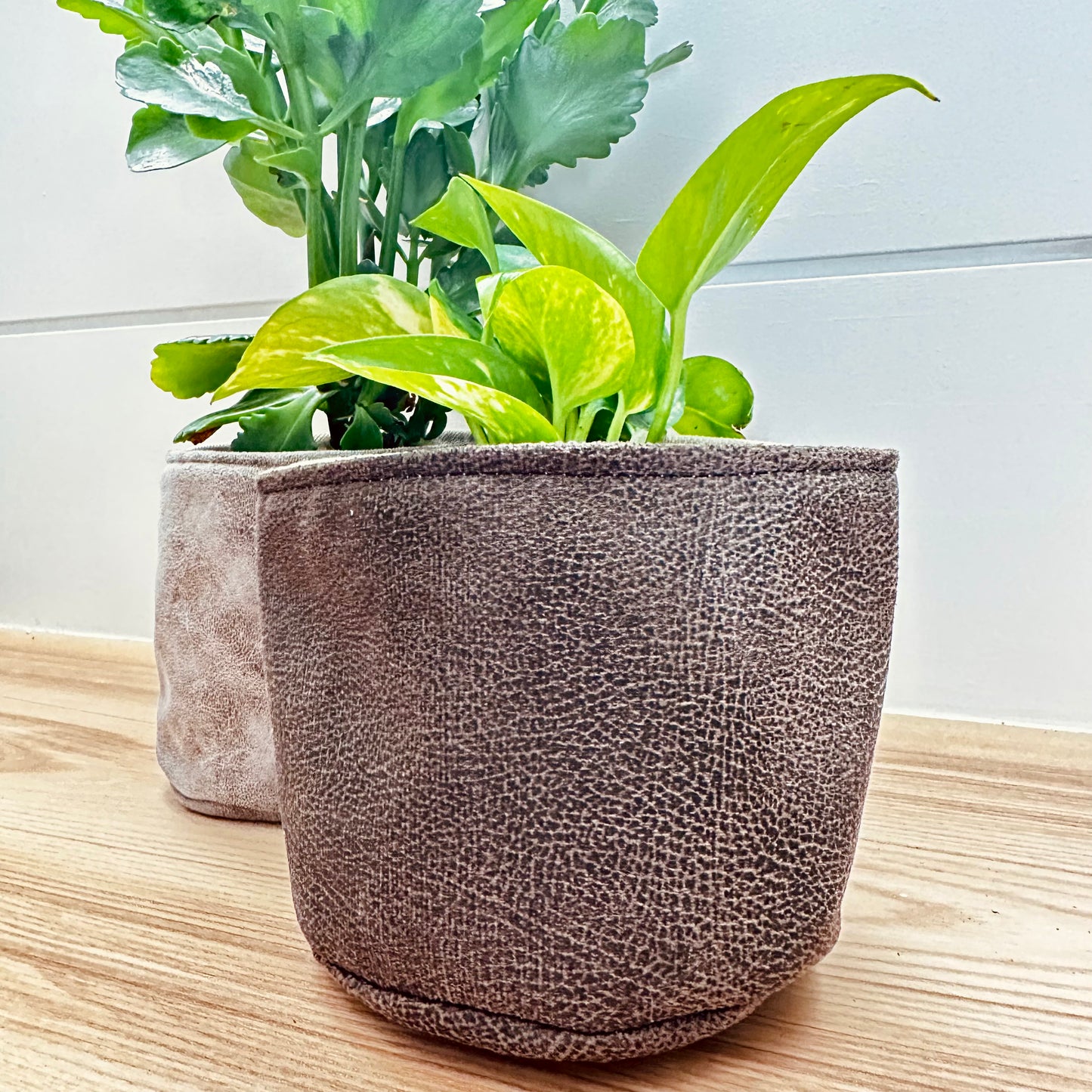 4" Mocha Suede Plant Pot Cover