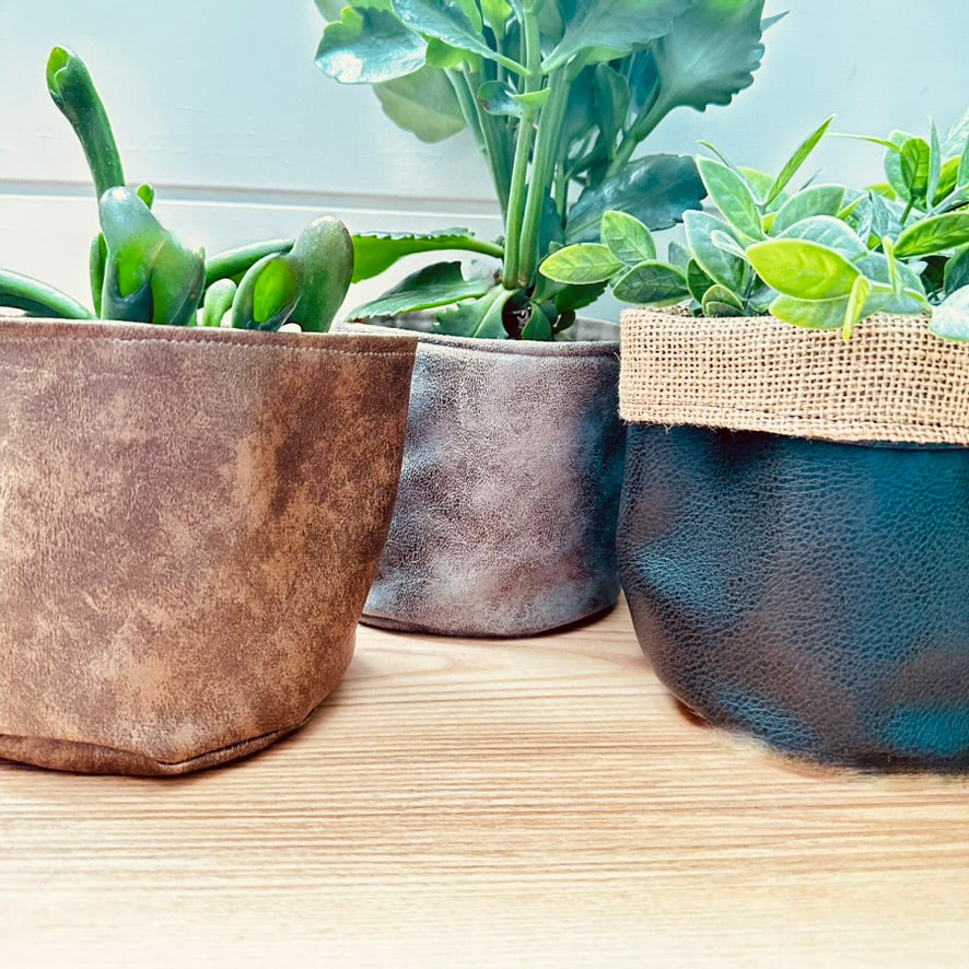 4" The Smokey Smooth Suede Plant Pot Cover