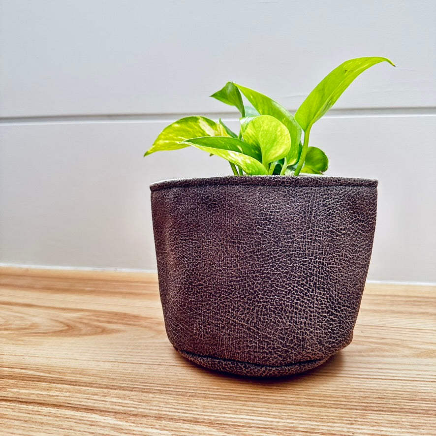 4" Mocha Suede Plant Pot Cover