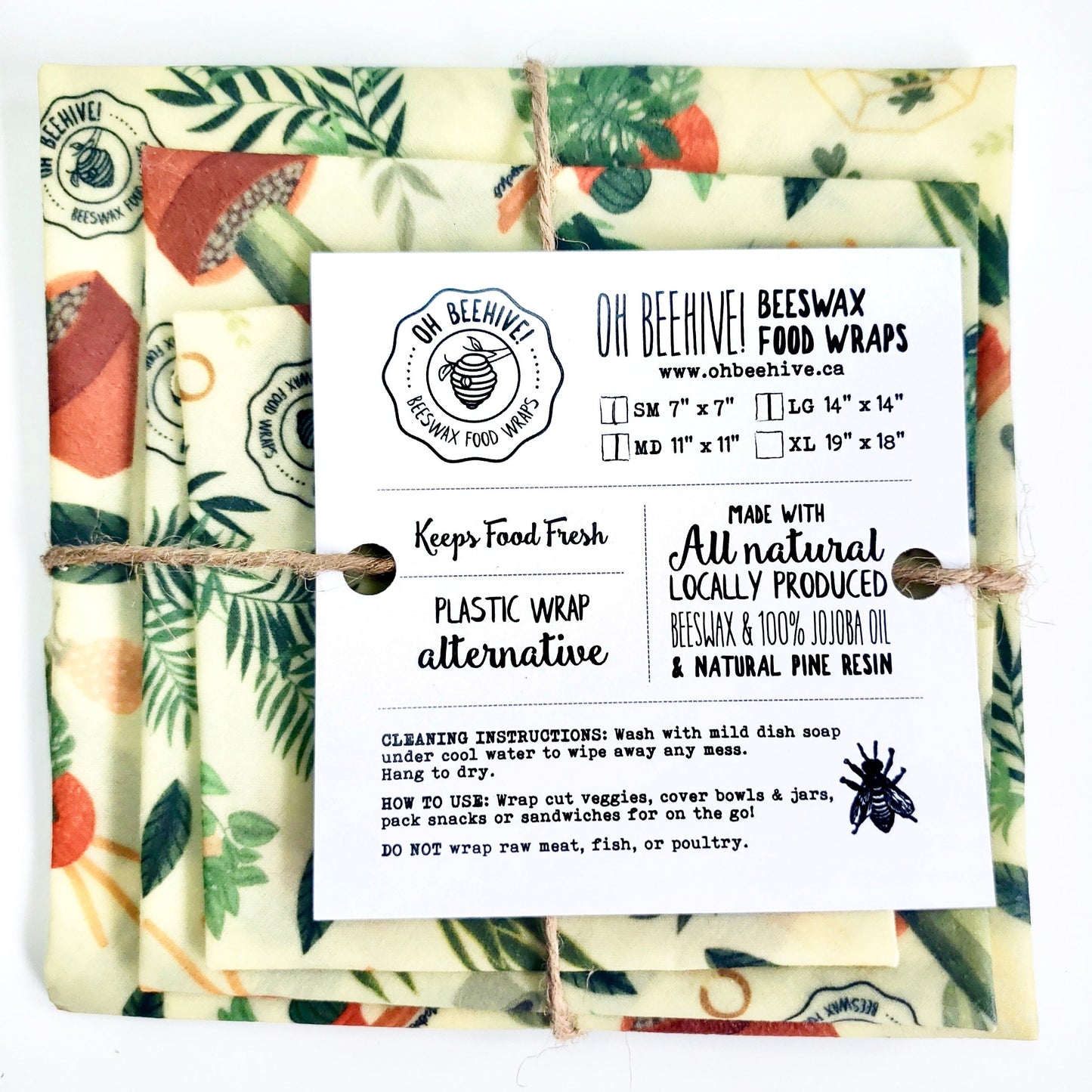 Oh Beehive Beeswax Wraps - Variety 3 Pack